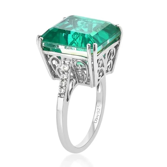 Peacock Quartz (Triplet) and White Zircon Ring in 925 Sterling Silver - Picture 7 of 9